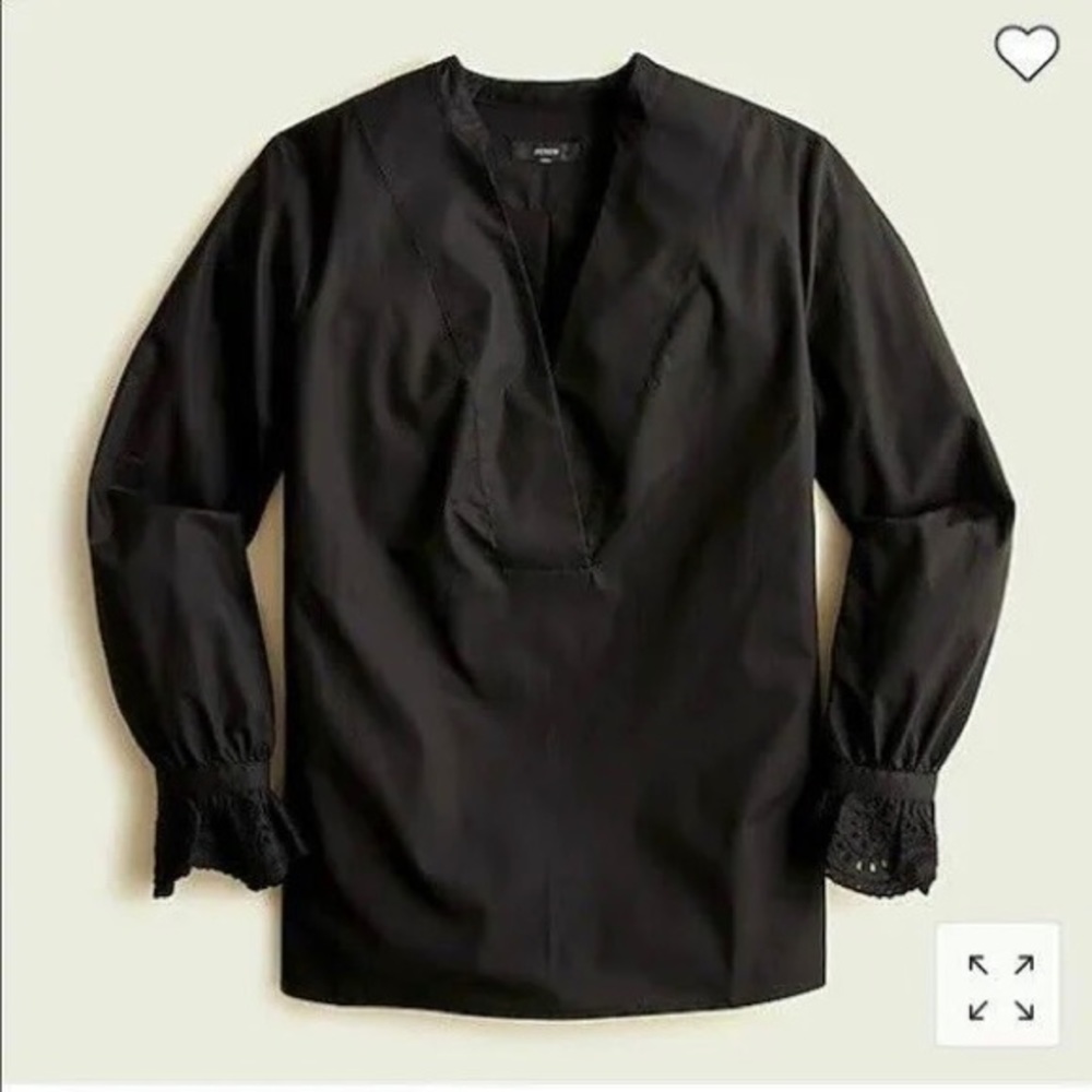 NWT J Crew Black Eyelet-embroidered top Size M